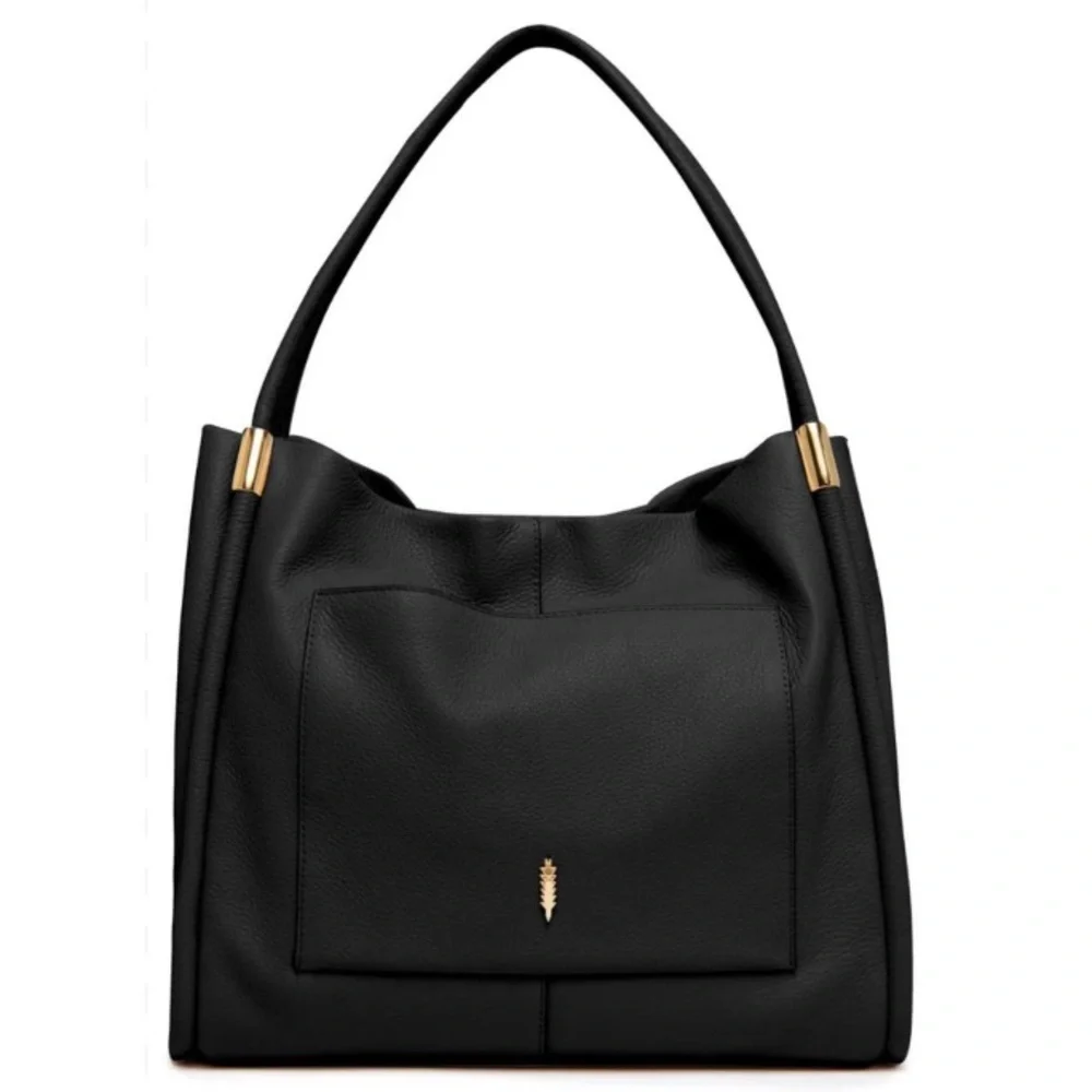 RARE Like new Thacker soft leather black Tery Tote Bag